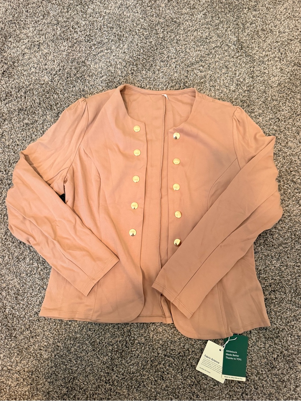 HALARA Tan Work Blazer with Gold Buttons